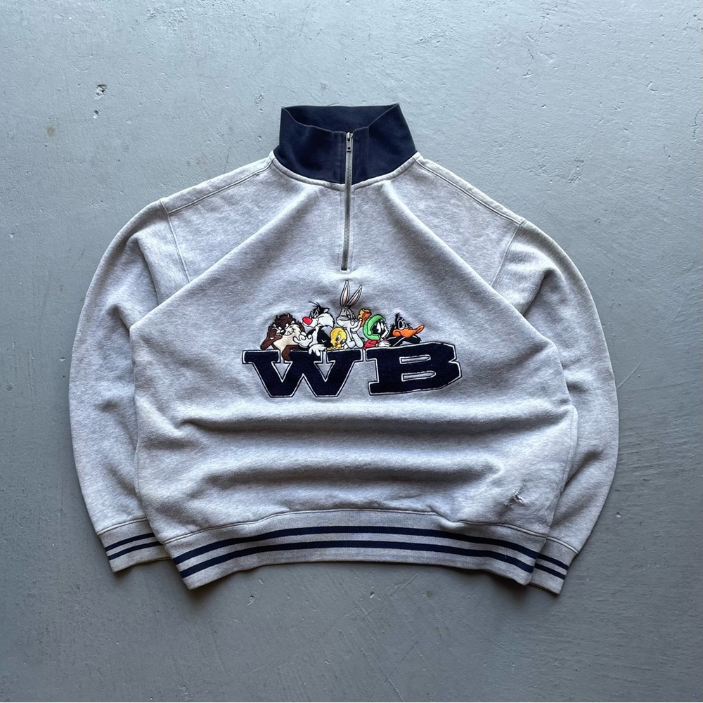 1990's Warner Brothers Looney Tunes Pinstripe Quarterzip